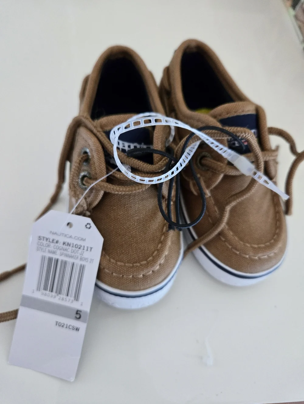 NEW! Nautica Kids Brown Canvas Moccasins Boat Shoes Size 5